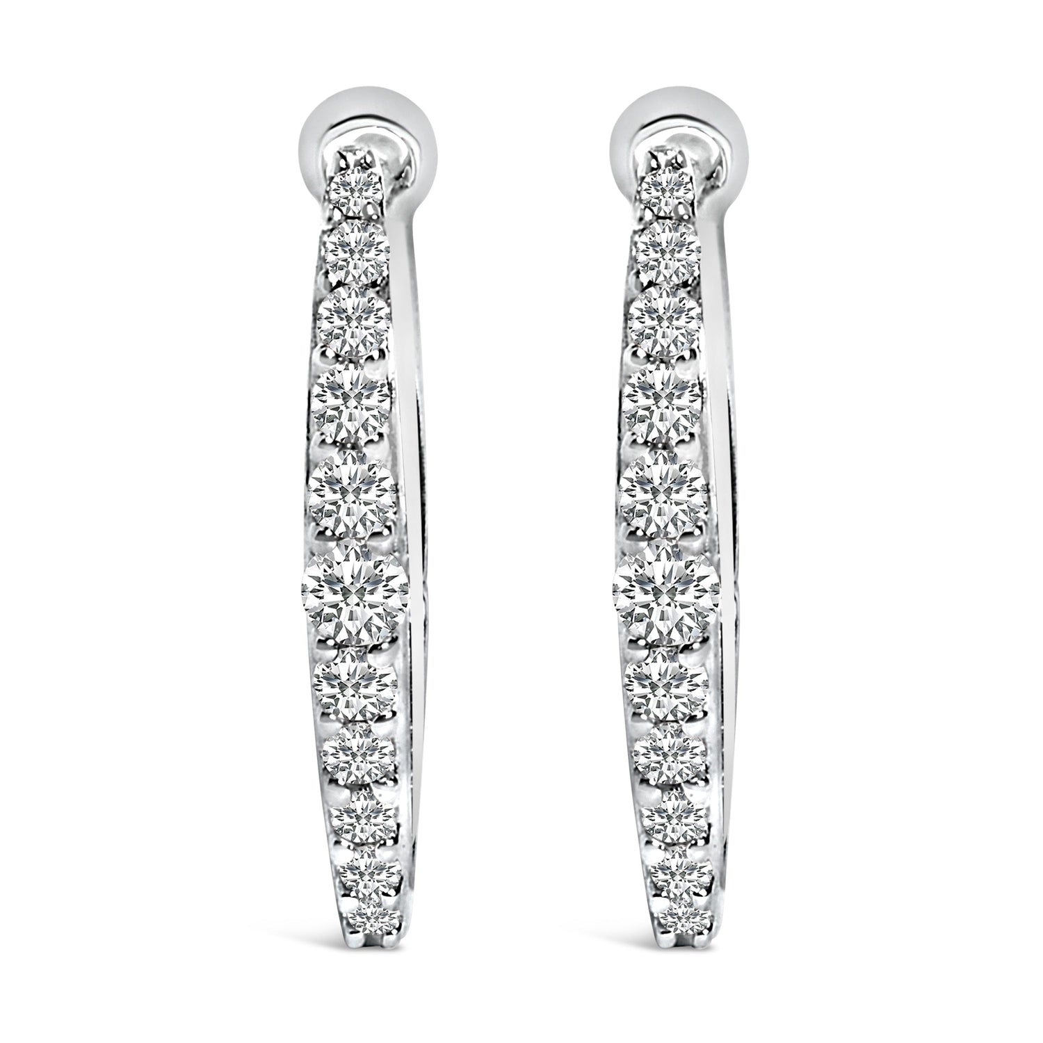 10K White Gold 1/4 Cttw Lab Grown Diamond Heart Shaped Huggy Hoop Earrings by Bids.com