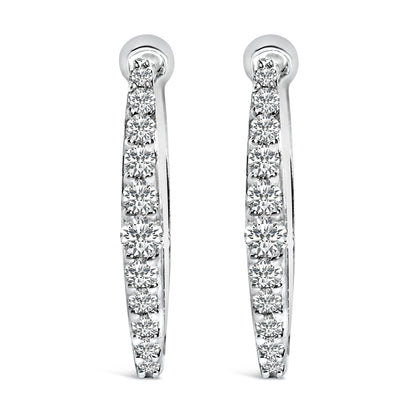 10K White Gold 1/4 Cttw Lab Grown Diamond Heart Shaped Huggy Hoop Earrings by Bids.com