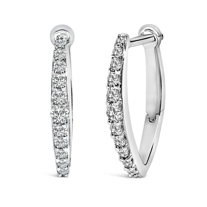 10K White Gold 1/4 Cttw Lab Grown Diamond Heart Shaped Huggy Hoop Earrings by Bids.com