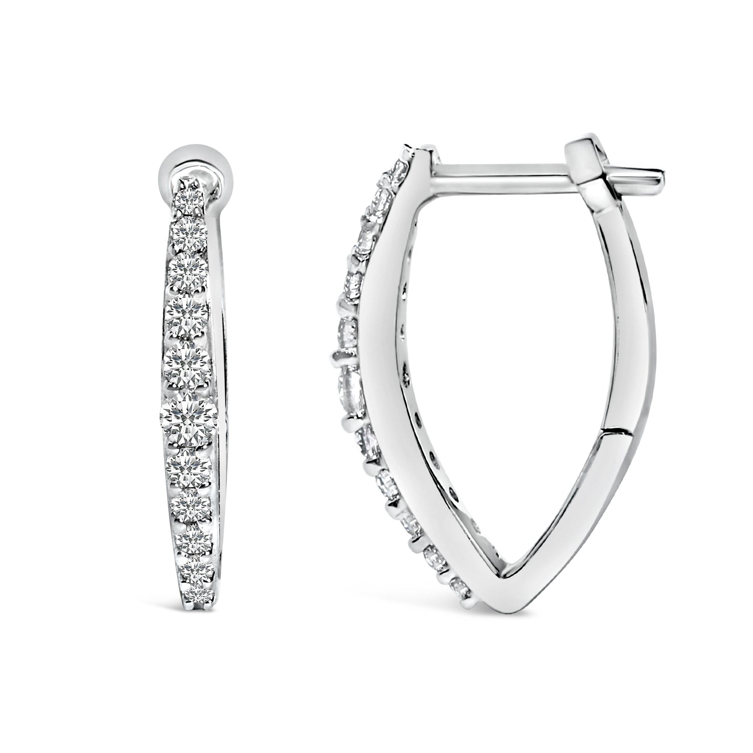 10K White Gold 1/4 Cttw Lab Grown Diamond Heart Shaped Huggy Hoop Earrings by Bids.com