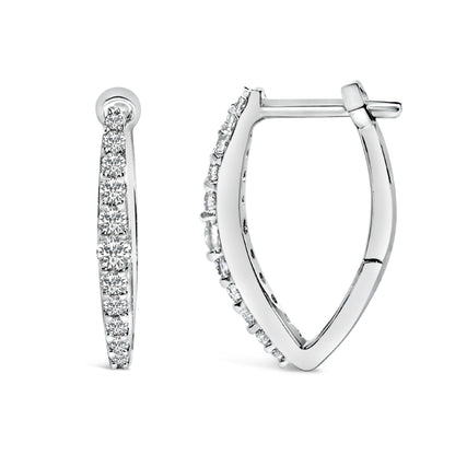10K White Gold 1/4 Cttw Lab Grown Diamond Heart Shaped Huggy Hoop Earrings by Bids.com