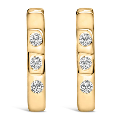 10K White Gold 1/10 Cttw Three Stone Lab Grown Diamond Oval Huggies Hoop Earrings by Bids.com