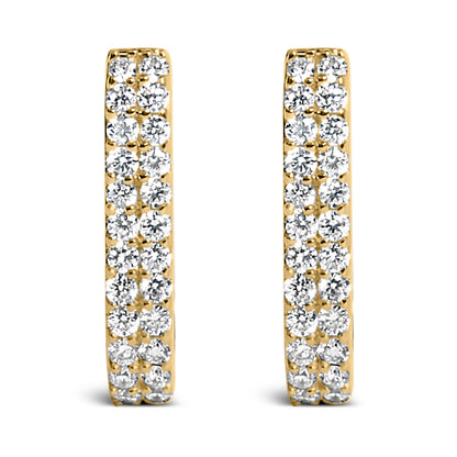 10K White Gold 1/4 Cttw Lab Grown Diamond Double Row Huggie Hoop Earrings by Bids.com