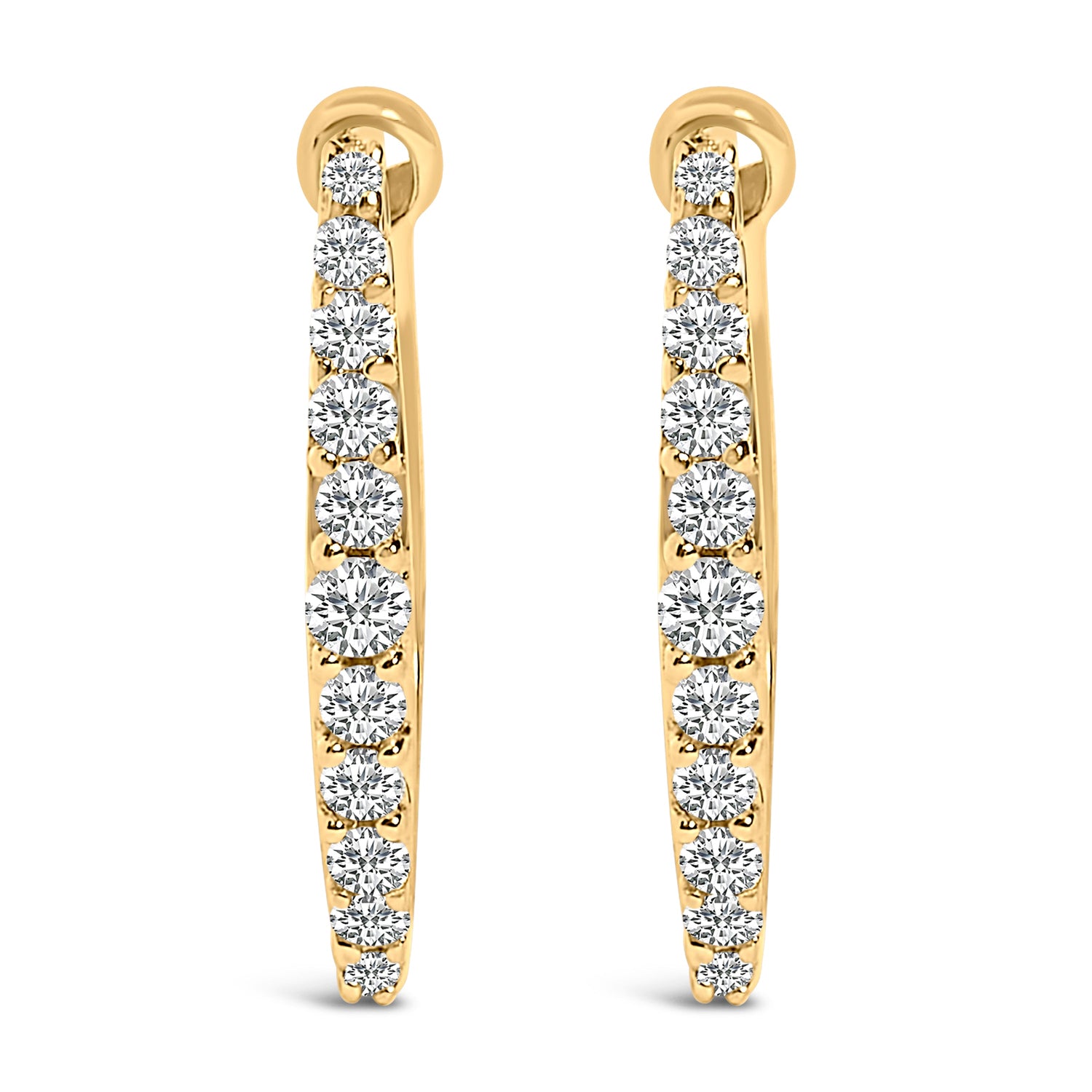 10K White Gold 1/4 Cttw Lab Grown Diamond Heart Shaped Huggy Hoop Earrings by Bids.com