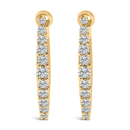 10K White Gold 1/4 Cttw Lab Grown Diamond Heart Shaped Huggy Hoop Earrings by Bids.com