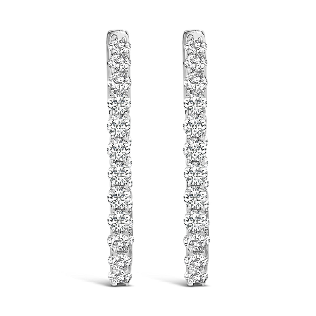 14K White Gold 1.0 Cttw Oval Lab Grown Diamond Hoop Earrings by Bids.com