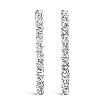 14K White Gold 1.0 Cttw Oval Lab Grown Diamond Hoop Earrings by Bids.com