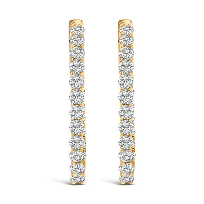 14K White Gold 1.0 Cttw Oval Lab Grown Diamond Hoop Earrings by Bids.com