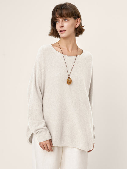 100% Mongolian Cashmere Hand-Finished Rolled Edge Knit Top AMARA  DestGlow
