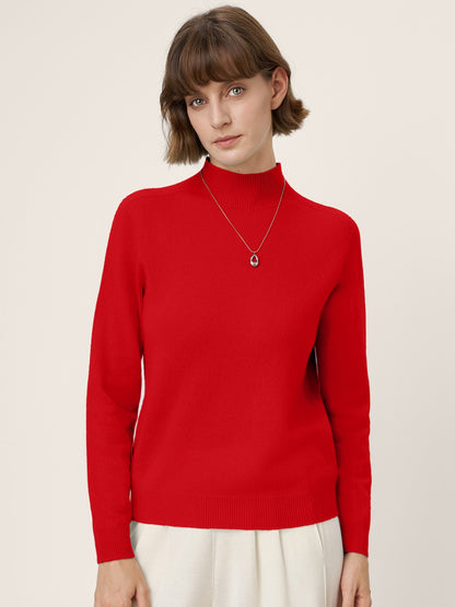Premium Cashmere Blend Hand-Finished Seamless Mock Neck Ribbed Sweater RHEA by LINTICO