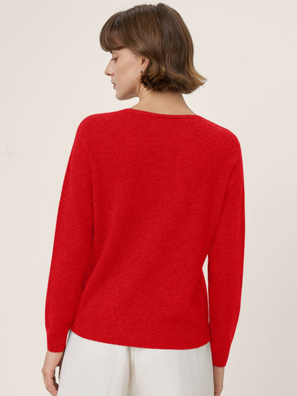 Premium Cashmere Blend Hand-Finished Seamless V-Neck Sweater SURI by LINTICO