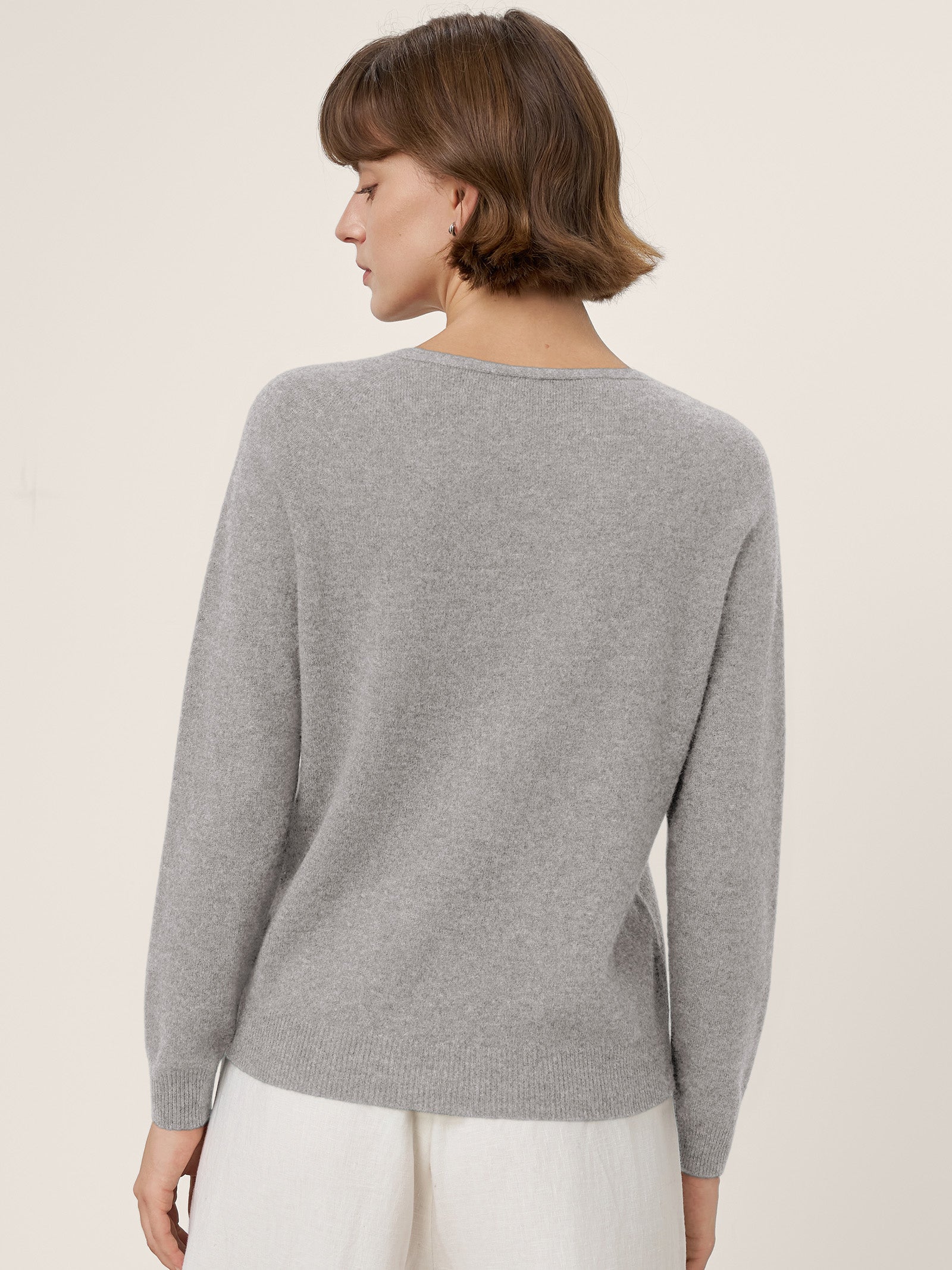 Premium Cashmere Blend Hand-Finished Seamless V-Neck Sweater SURI by LINTICO