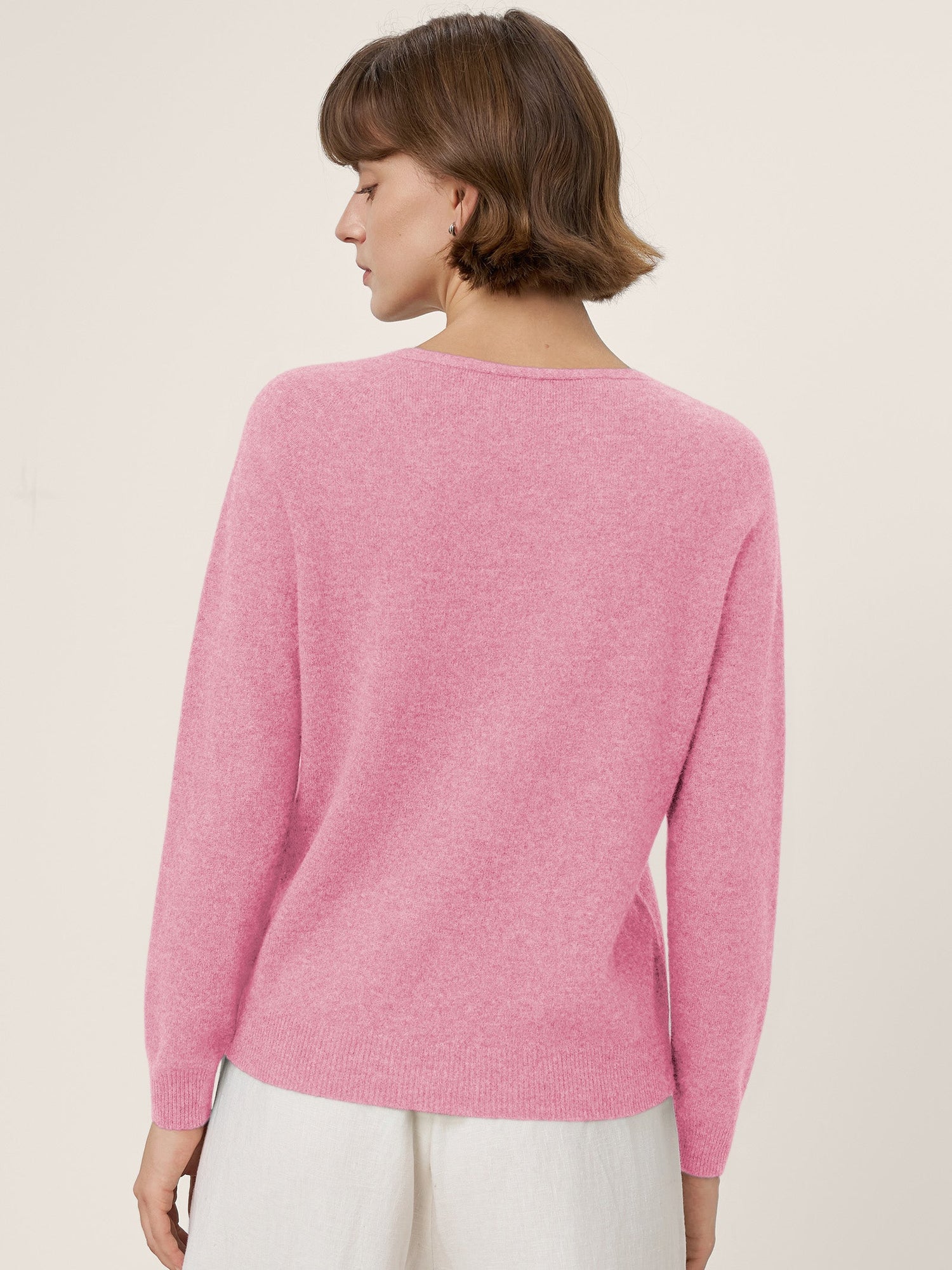 Premium Cashmere Blend Hand-Finished Seamless V-Neck Sweater SURI by LINTICO