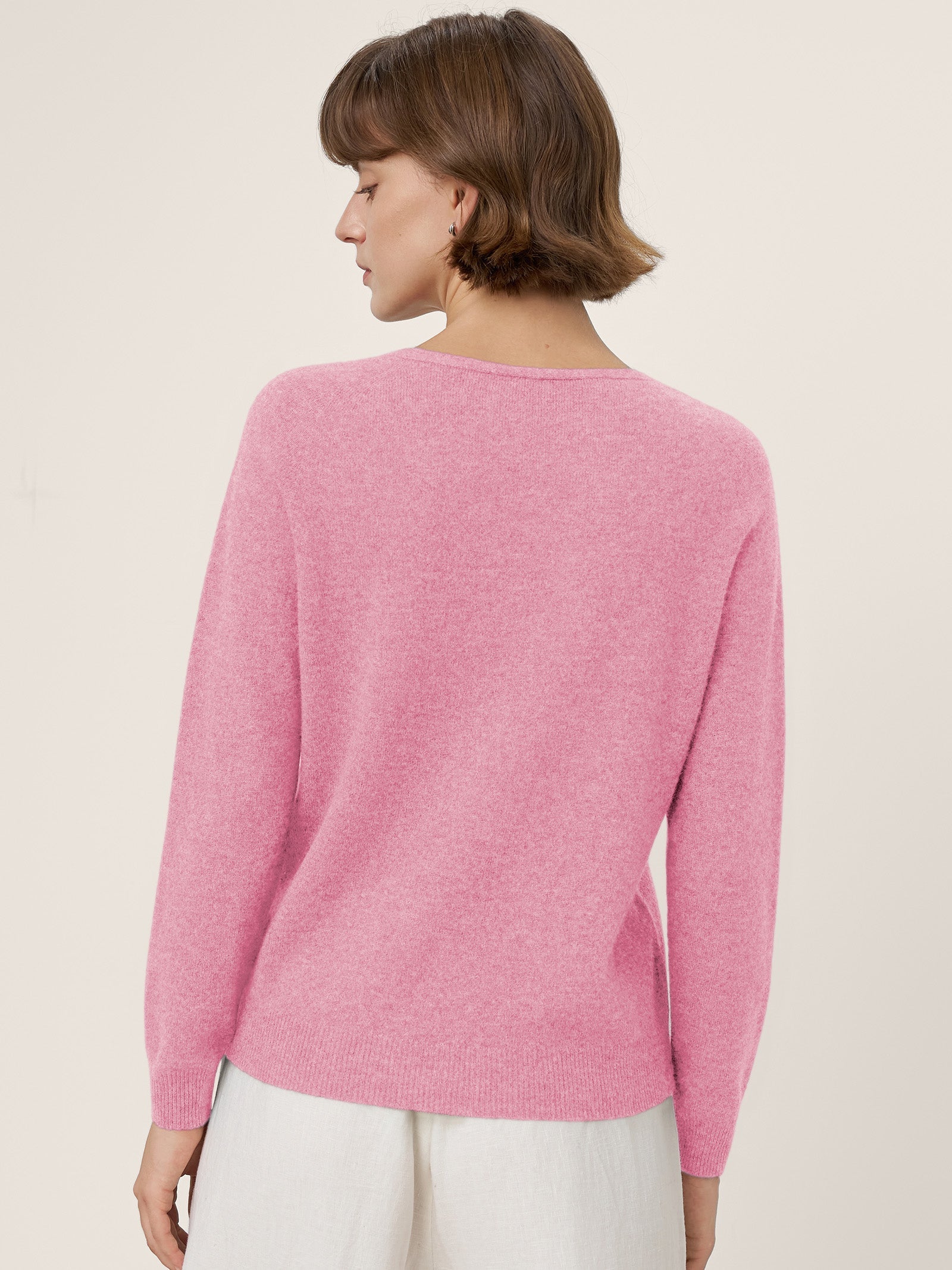 Premium Cashmere Blend Hand-Finished Seamless V-Neck Sweater SURI by LINTICO