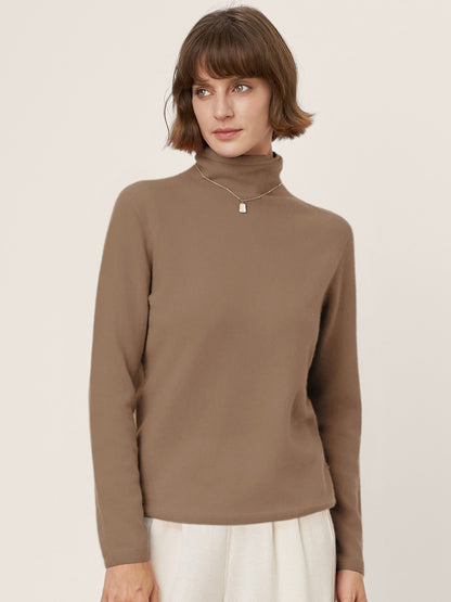 Premium Cashmere Blend Hand-Finished Seamless Turtleneck Knit Top TOVE by LINTICO