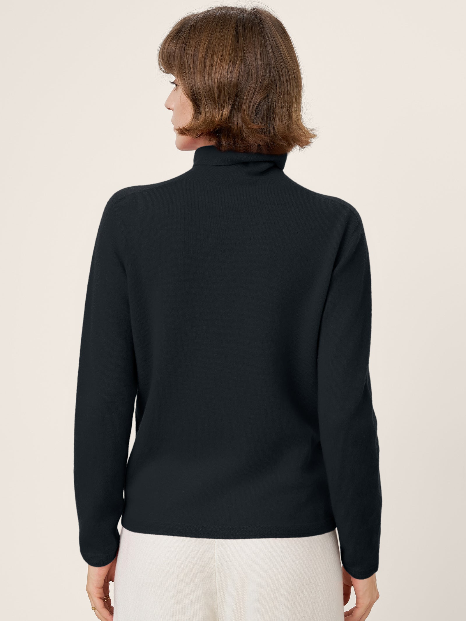 Premium Cashmere Blend Hand-Finished Seamless Turtleneck Knit Top TOVE by LINTICO