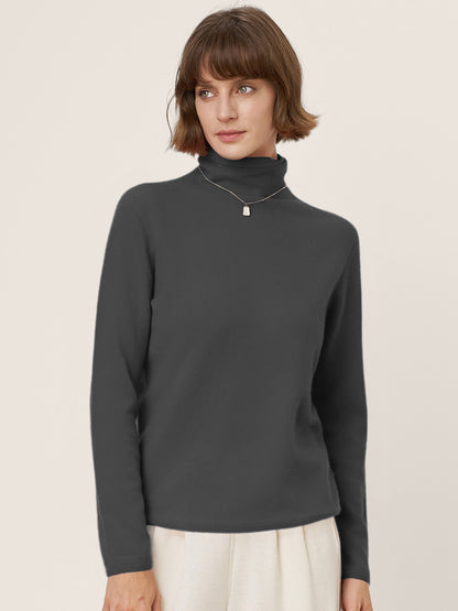 Premium Cashmere Blend Hand-Finished Seamless Turtleneck Knit Top TOVE by LINTICO