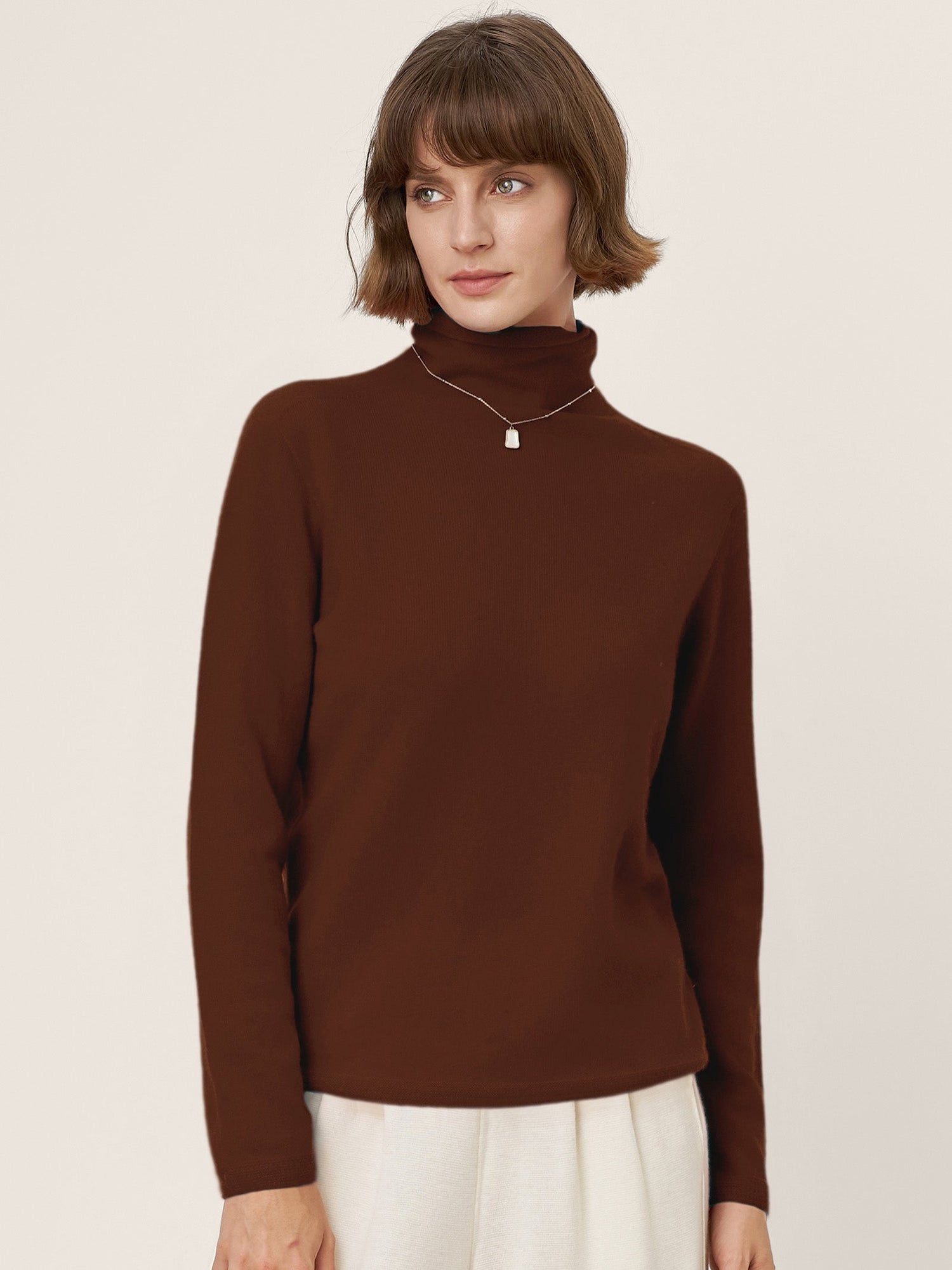 Premium Cashmere Blend Hand-Finished Seamless Turtleneck Knit Top TOVE by LINTICO