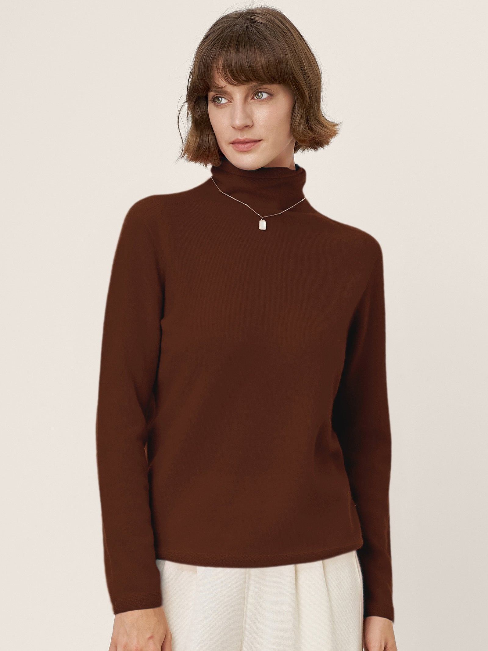 Premium Cashmere Blend Hand-Finished Seamless Turtleneck Knit Top TOVE by LINTICO