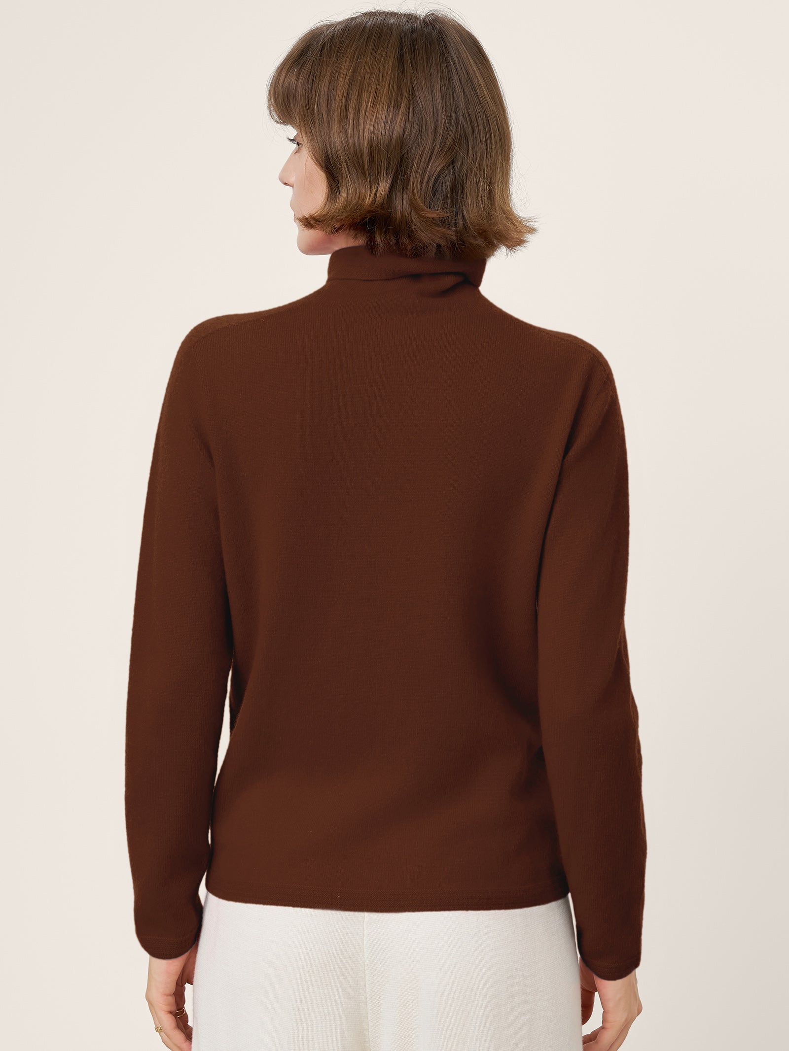 Premium Cashmere Blend Hand-Finished Seamless Turtleneck Knit Top TOVE by LINTICO