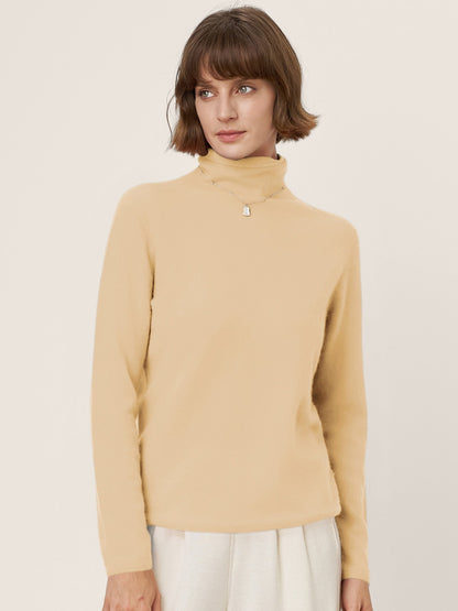 Premium Cashmere Blend Hand-Finished Seamless Turtleneck Knit Top TOVE by LINTICO