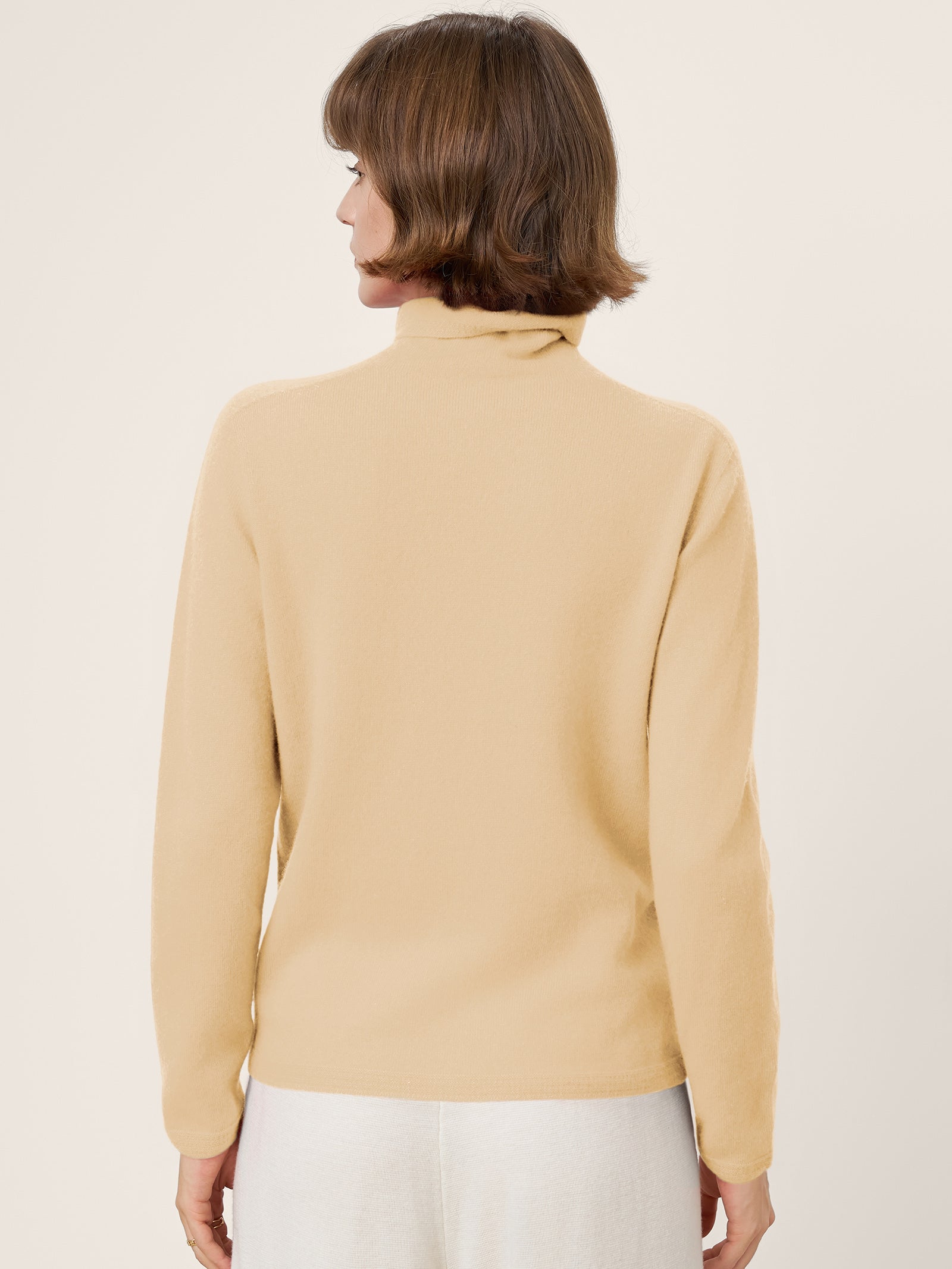 Premium Cashmere Blend Hand-Finished Seamless Turtleneck Knit Top TOVE by LINTICO