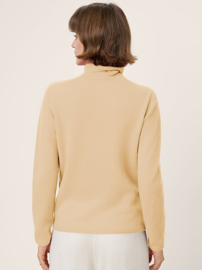 Premium Cashmere Blend Hand-Finished Seamless Turtleneck Knit Top TOVE by LINTICO