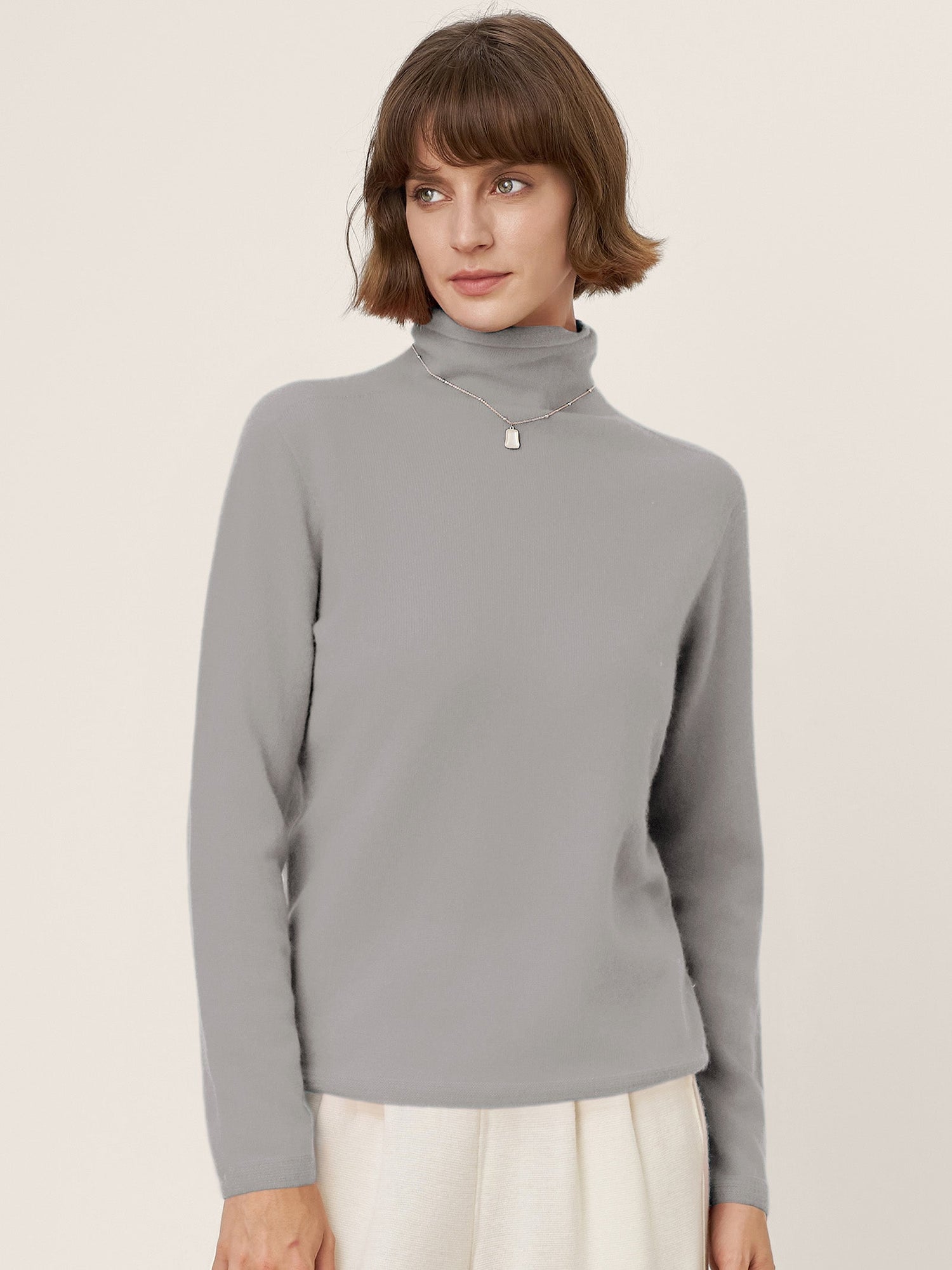 Premium Cashmere Blend Hand-Finished Seamless Turtleneck Knit Top TOVE by LINTICO