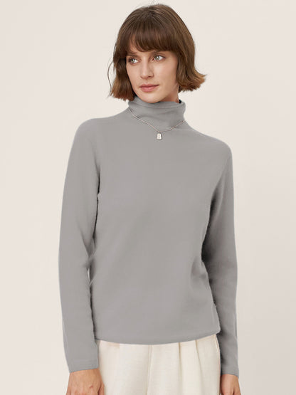 Premium Cashmere Blend Hand-Finished Seamless Turtleneck Knit Top TOVE by LINTICO