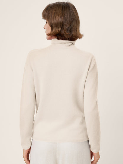 Premium Cashmere Blend Hand-Finished Seamless Turtleneck Knit Top TOVE by LINTICO
