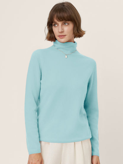 Premium Cashmere Blend Hand-Finished Seamless Turtleneck Knit Top TOVE by LINTICO