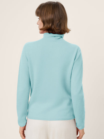 Premium Cashmere Blend Hand-Finished Seamless Turtleneck Knit Top TOVE by LINTICO