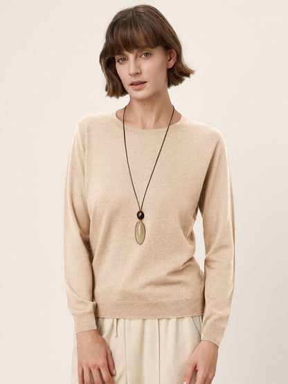 100% Extra-Fine Merino Wool Essential Crew Neck Knit Sweater BRIDGET by LINTICO
