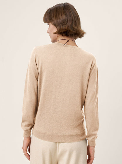 100% Extra-Fine Merino Wool Essential Crew Neck Knit Sweater BRIDGET by LINTICO