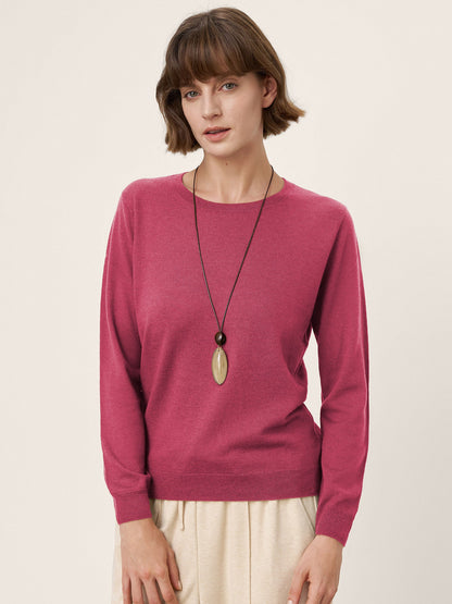 100% Extra-Fine Merino Wool Essential Crew Neck Knit Sweater BRIDGET by LINTICO