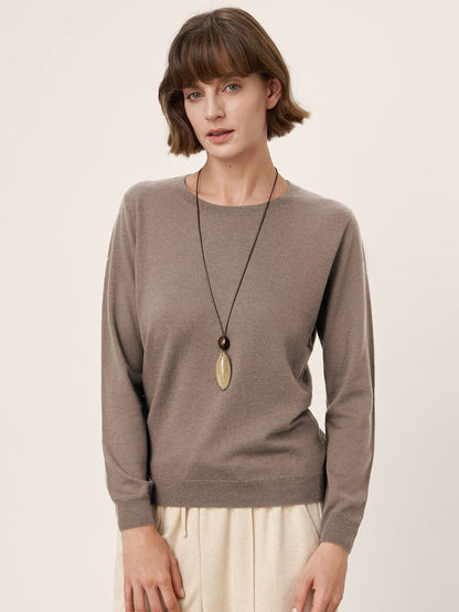 100% Extra-Fine Merino Wool Essential Crew Neck Knit Sweater BRIDGET by LINTICO