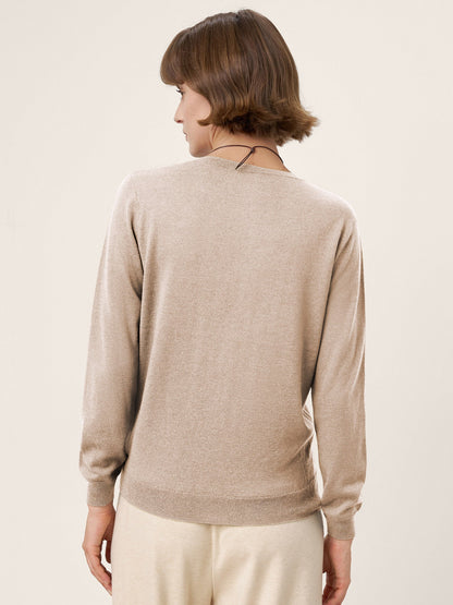 100% Extra-Fine Merino Wool Essential Crew Neck Knit Sweater BRIDGET by LINTICO