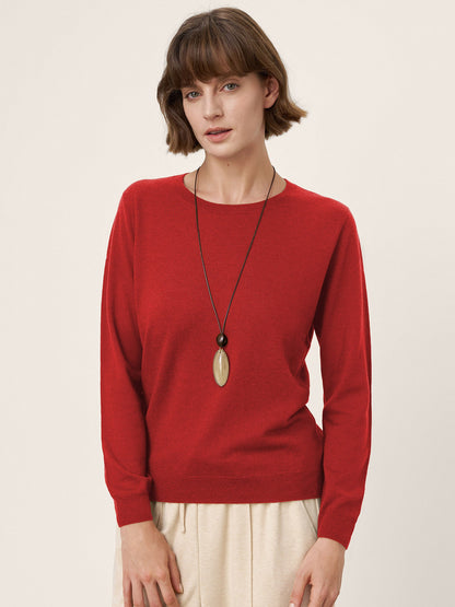 100% Extra-Fine Merino Wool Essential Crew Neck Knit Sweater BRIDGET by LINTICO