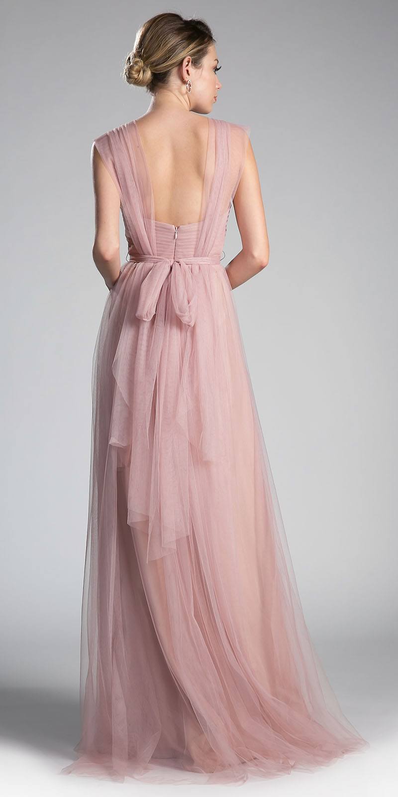 CLEARANCE - Tulle Infinity Style Long Blush Bridesmaid Dress (Size 14) by DiscountDressShop