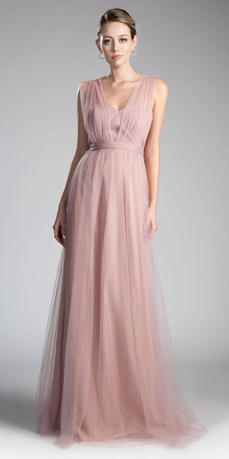 CLEARANCE - Tulle Infinity Style Long Blush Bridesmaid Dress (Size 14) by DiscountDressShop
