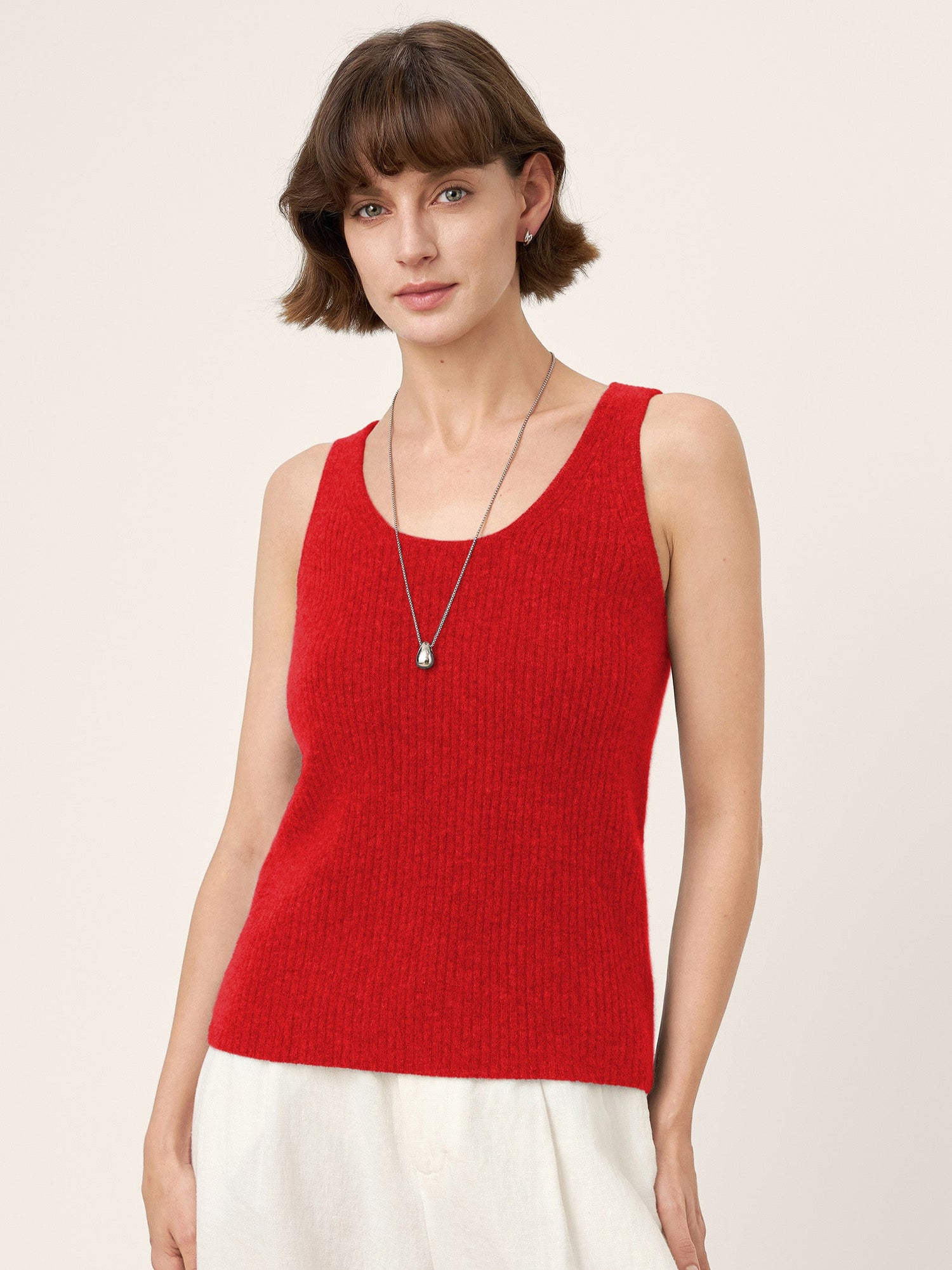 100% Mongolian Cashmere Versatile Crew Neck Tank Top VIVIANA by LINTICO