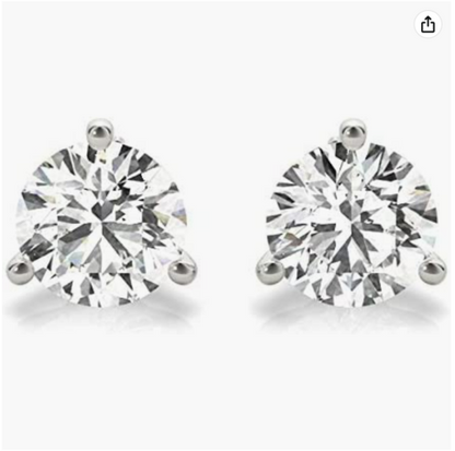 Moissanite Stud Earrings - 0.62 Ct Round Cut 925 Sterling Silver