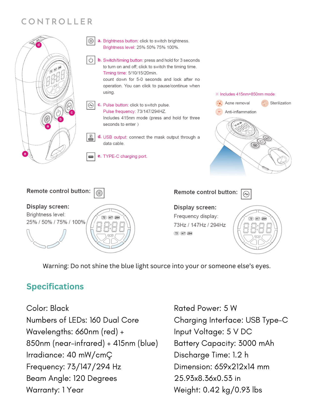Eco Face proCLEAR LED Mask Jet Black - Red &amp; Near Infrared Light Therapy for Anti-Aging - DestGlow