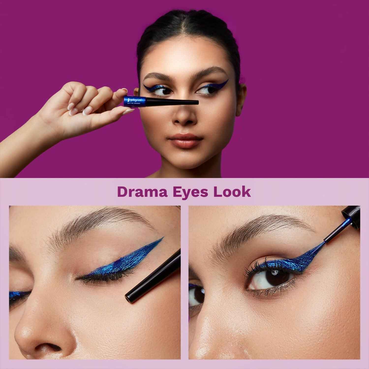 Pilgrim Metallic Eyeliner Blue Rebel, Long Lasting &amp; Smudge Proof Enriched With Argan Oil