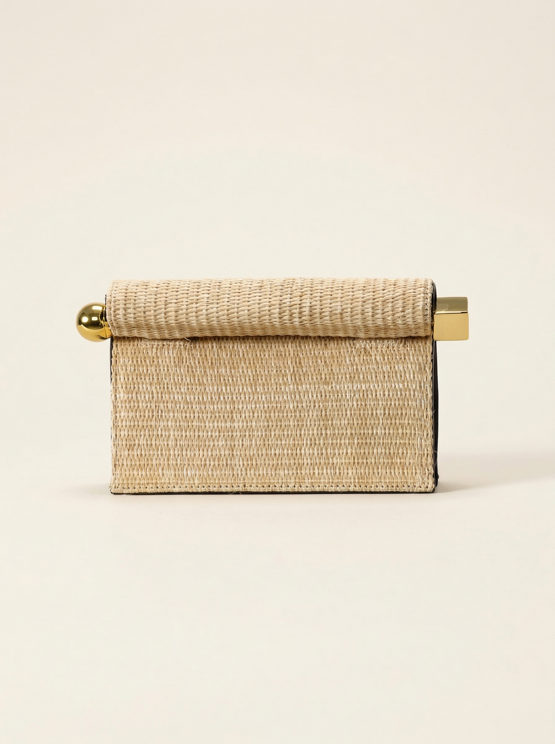 Elegant Woven Straw Foldover Clutch Natural Evening Handbag for Special Occassion by LINTICO