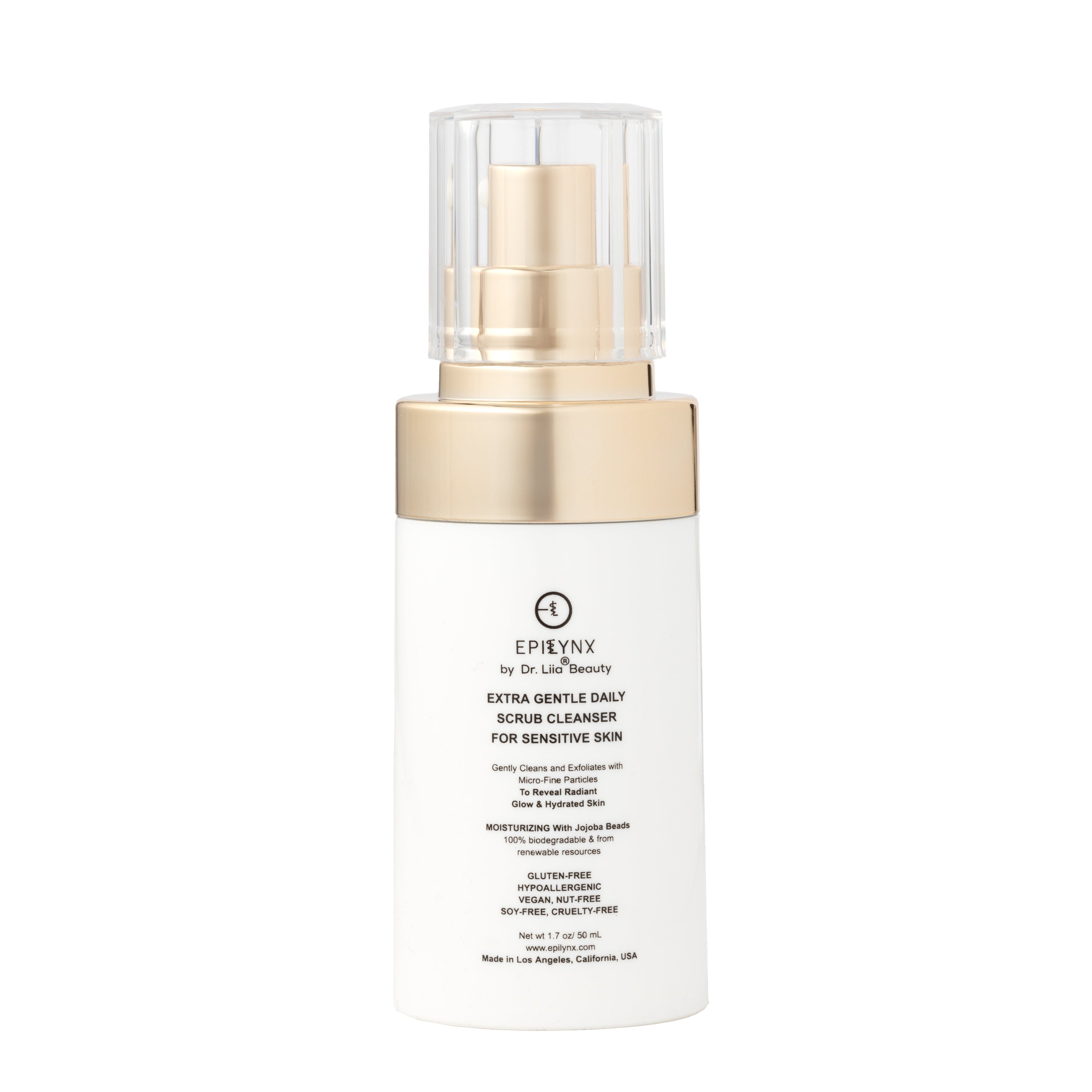 Gentle Exfoliating Face Scrub – Hyaluronic Acid, Aloe Vera &amp; Biodegradable Jojoba Beads by EpiLynx