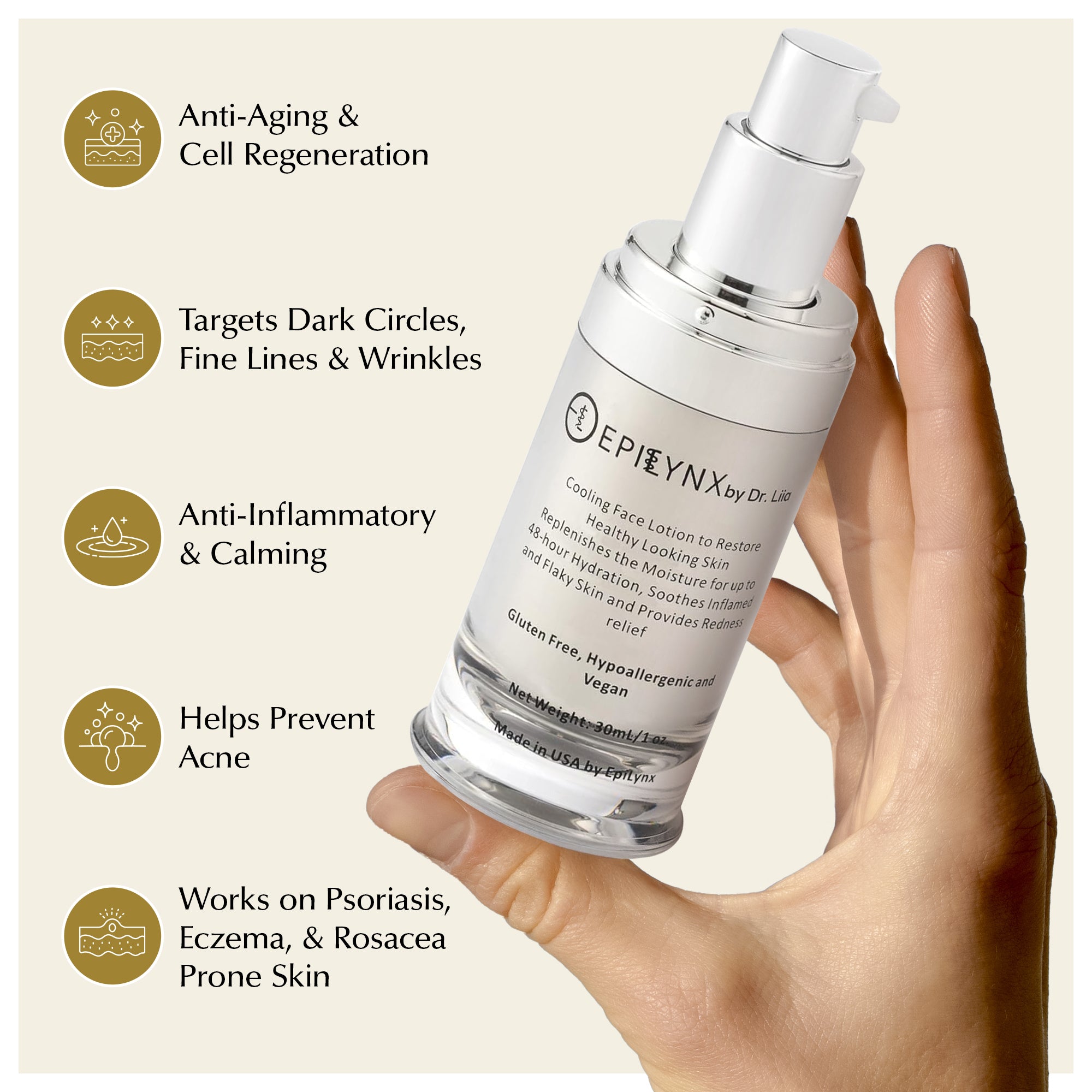 Lightweight Face Moisturizer for Sensitive &amp; Dry Skin – Calming &amp; Hydrating by EpiLynx