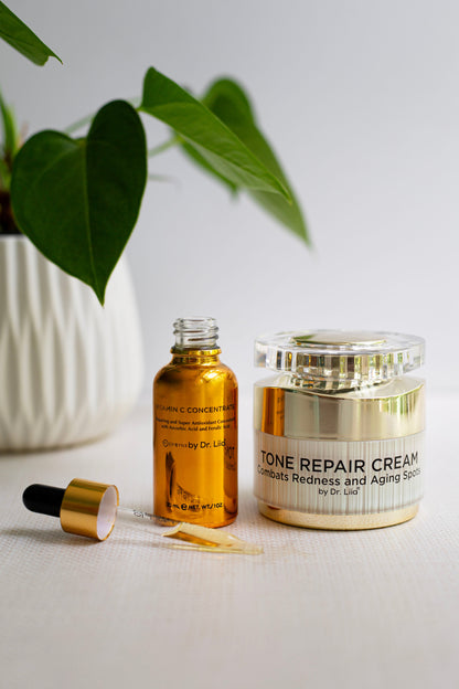 Brightening Vitamin C &amp; Tone Repair Cream Set – Vegan, Gluten-Free Dark Spot &amp; Hyperpigmentation Duo by EpiLynx
