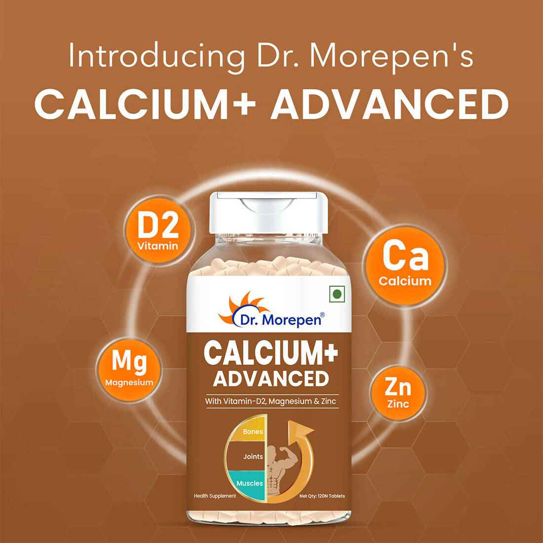Dr. Morepen Calcium+ Advanced Tablets with Vitamin - D2, Magnesium &amp; Zinc