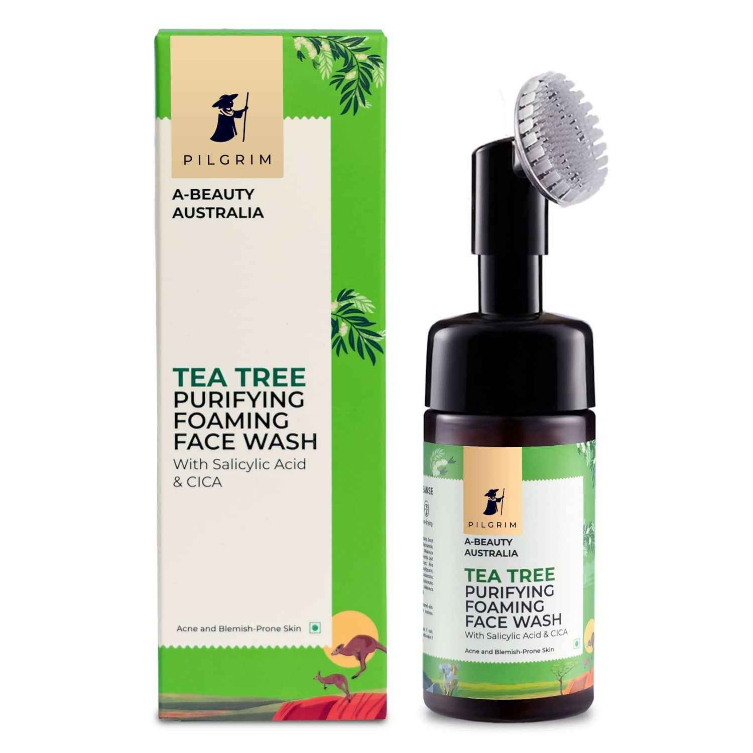 Pilgrim Australian Tea Tree &amp; 1% Salicylic Acid Foaming Face Wash with Brush For Oily Skin, Acne And Pimples